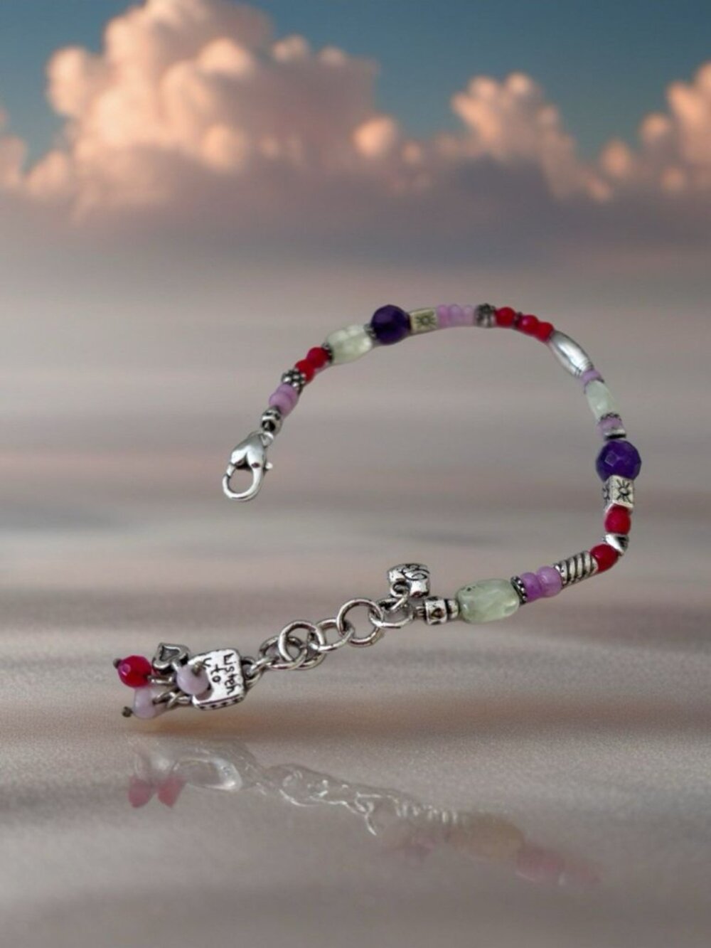 Brighton Love Heart Red Beaded Silver Bracelet - Picture 3 of 6